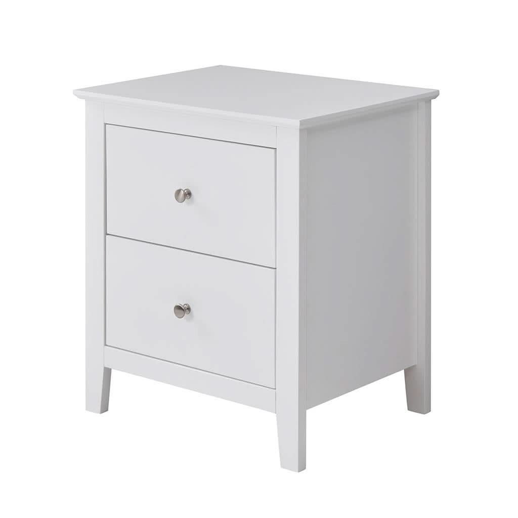 SELENE RUBBERWOOD 2-DRAWER BEDSIDE TABLE WHITE - MyChocolateWood