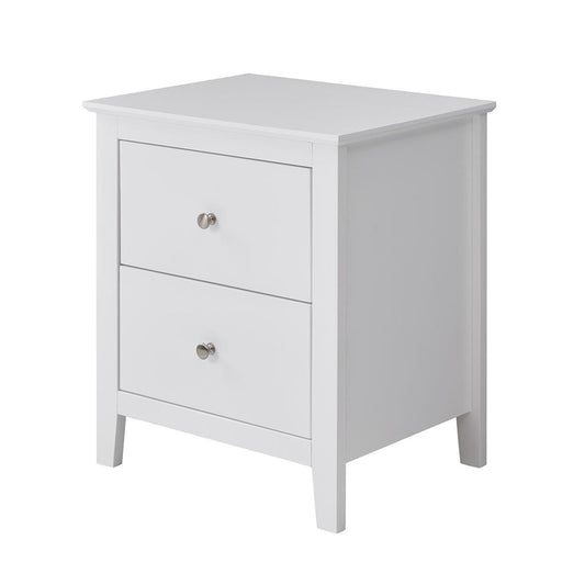 SELENE RUBBERWOOD 2-DRAWER BEDSIDE TABLE WHITE