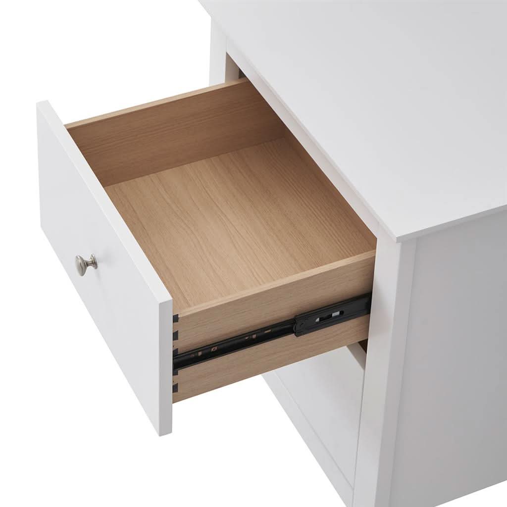 SELENE RUBBERWOOD 2-DRAWER BEDSIDE TABLE WHITE - MyChocolateWood