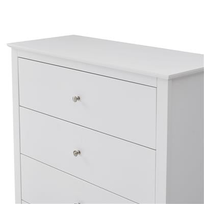 SELENE RUBBERWOOD 4-DRAWER TALLBOY  4-DRAWER CHEST OF DRAWERS WHITE