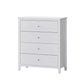 SELENE RUBBERWOOD 4-DRAWER TALLBOY  4-DRAWER CHEST OF DRAWERS WHITE