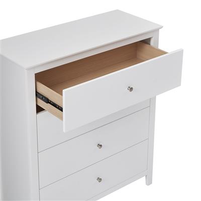 SELENE RUBBERWOOD 4-DRAWER TALLBOY  4-DRAWER CHEST OF DRAWERS WHITE