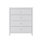SELENE RUBBERWOOD 4-DRAWER TALLBOY  4-DRAWER CHEST OF DRAWERS WHITE