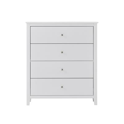 SELENE RUBBERWOOD 4-DRAWER TALLBOY  4-DRAWER CHEST OF DRAWERS WHITE