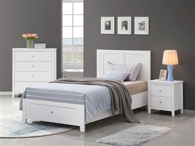 SELENE RUBBERWOOD 3 PIECE BEDROOM SUITE: 1-DRAWER KING SINGLE BED 1 BEDSIDE TABLE 1 TALLBOY