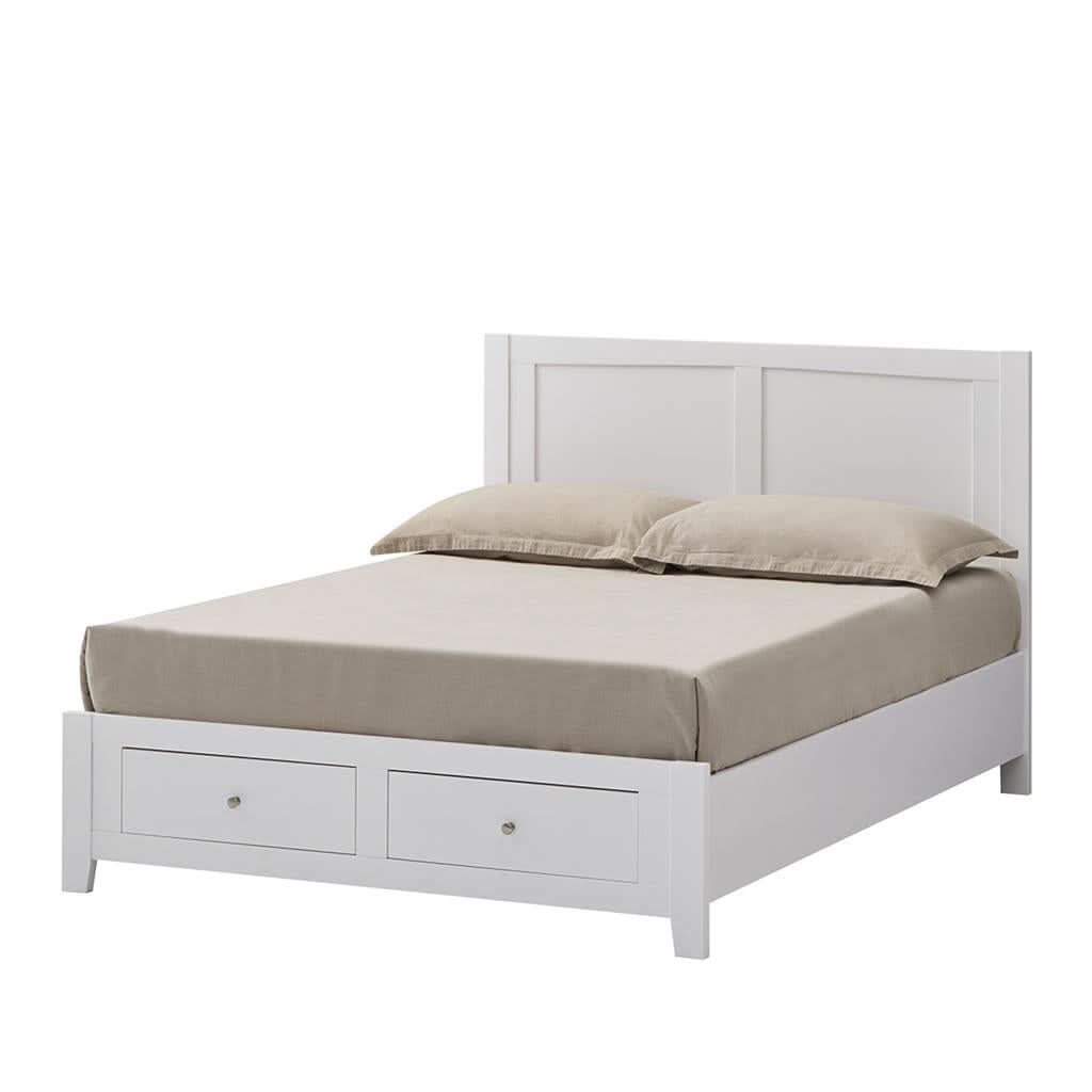 SELENE RUBBERWOOD DOUBLE BED WITH 2 DRAWERS WHITE - MyChocolateWood