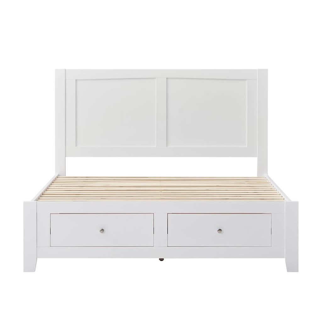 SELENE RUBBERWOOD DOUBLE BED WITH 2 DRAWERS WHITE - MyChocolateWood