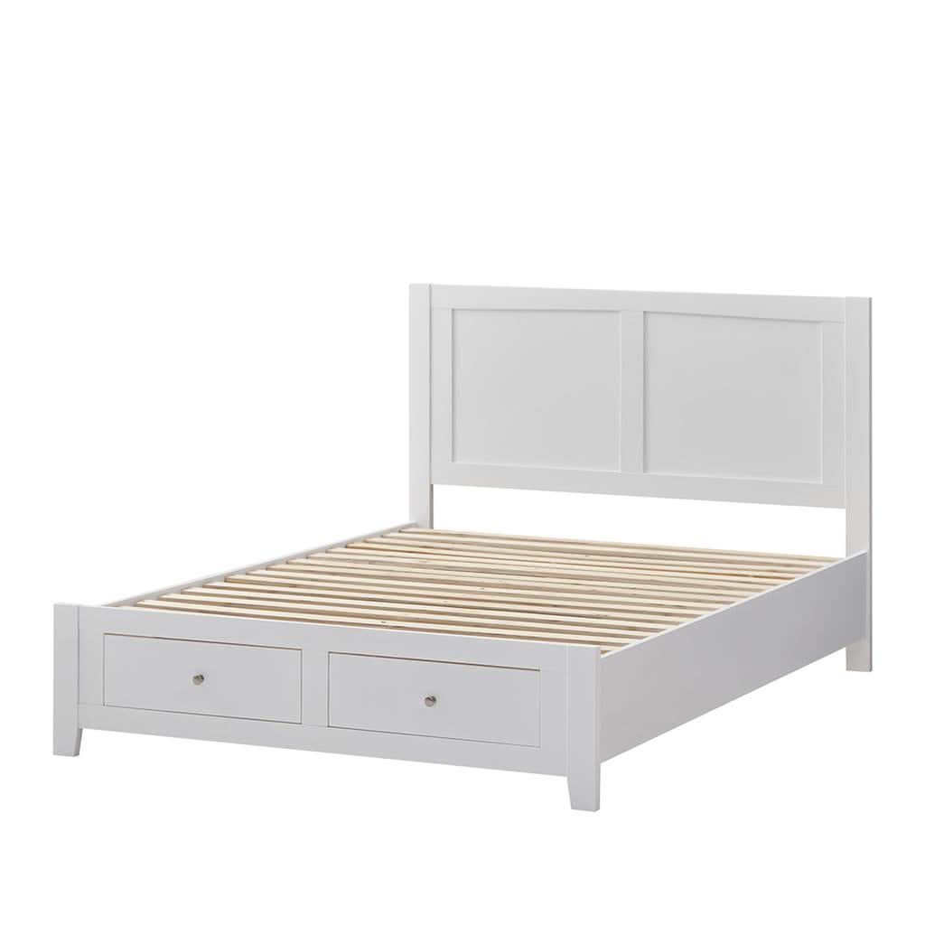 SELENE RUBBERWOOD DOUBLE BED WITH 2 DRAWERS WHITE - MyChocolateWood
