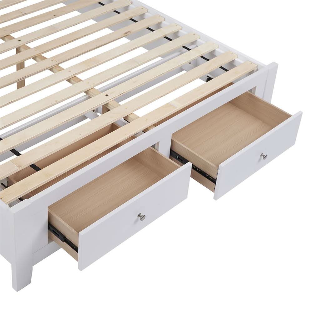 SELENE RUBBERWOOD DOUBLE BED WITH 2 DRAWERS WHITE - MyChocolateWood