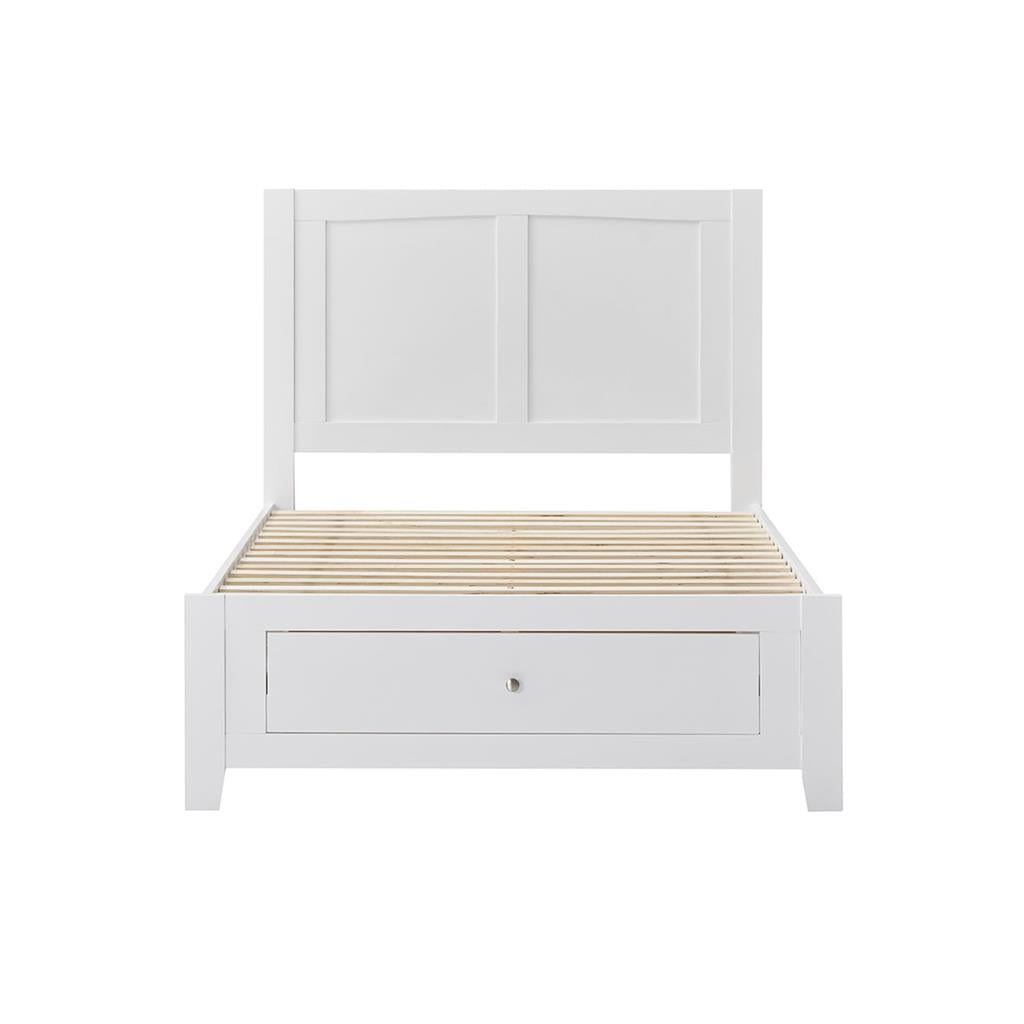 SELENE RUBBERWOOD KING SINGLE BED WITH 1 DRAWER WHITE