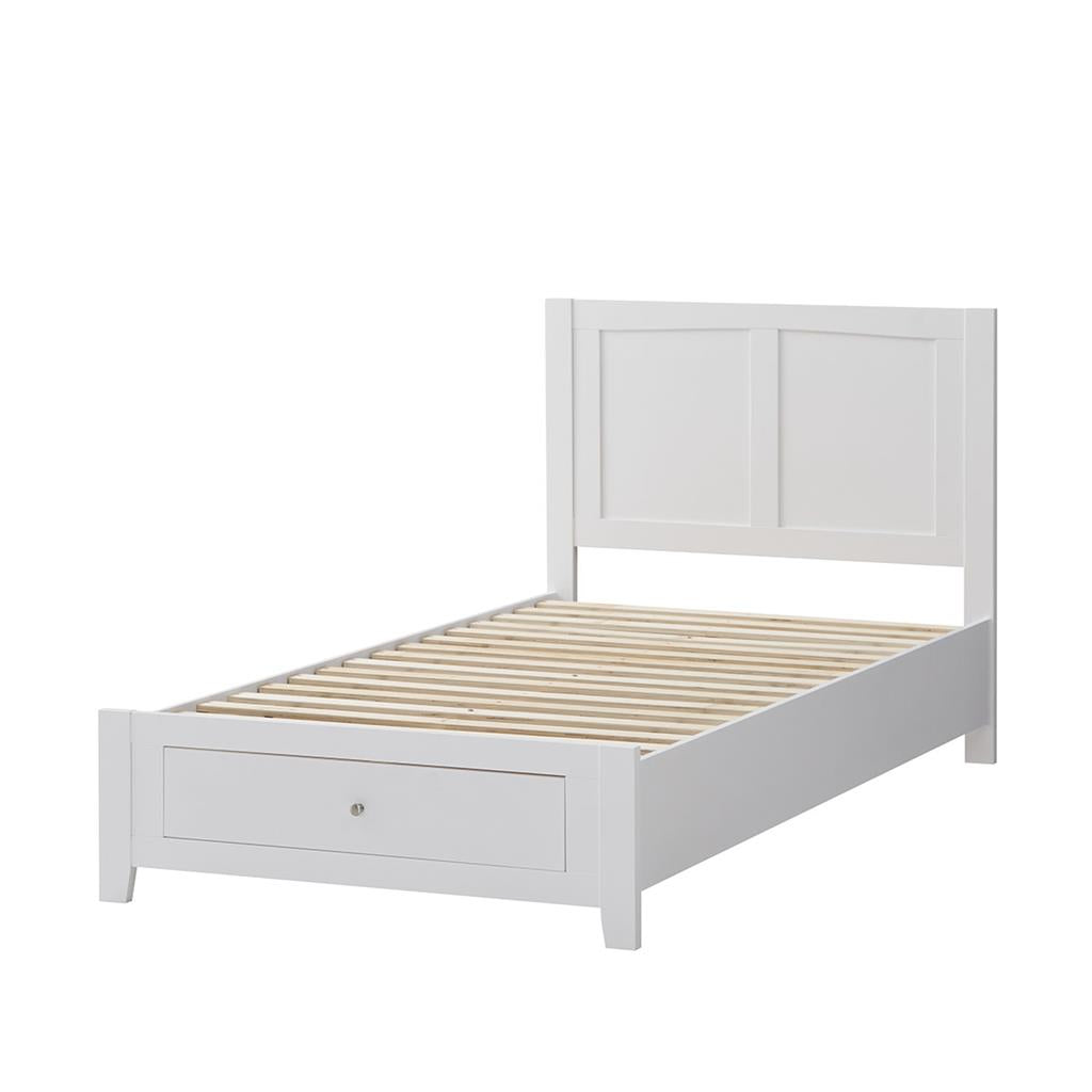 SELENE RUBBERWOOD KING SINGLE BED WITH 1 DRAWER WHITE