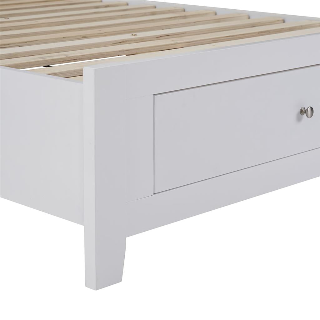 SELENE RUBBERWOOD KING SINGLE BED WITH 1 DRAWER WHITE