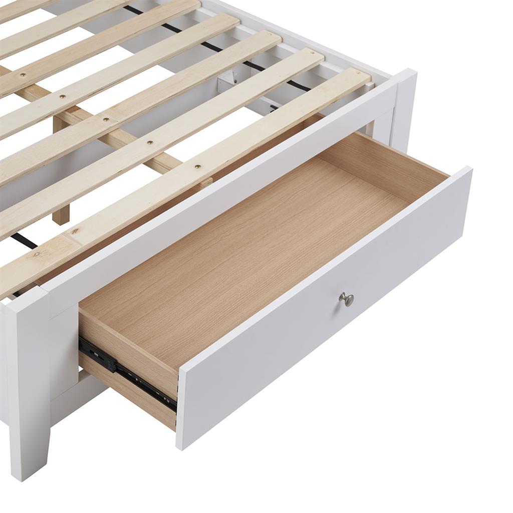 SELENE RUBBERWOOD KING SINGLE BED WITH 1 DRAWER WHITE