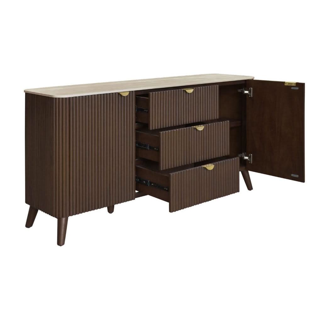 SEVERIN SOLID & VENEER MALAYSIAN HARDWOOD 2-DOOR/3 DRAWER BUFFET - MyChocolateWood
