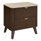 SEVERIN SOLID & VENEER MALAYSIAN HARDWOOD 2-DRAWER BEDSIDE TABLE WALNUT