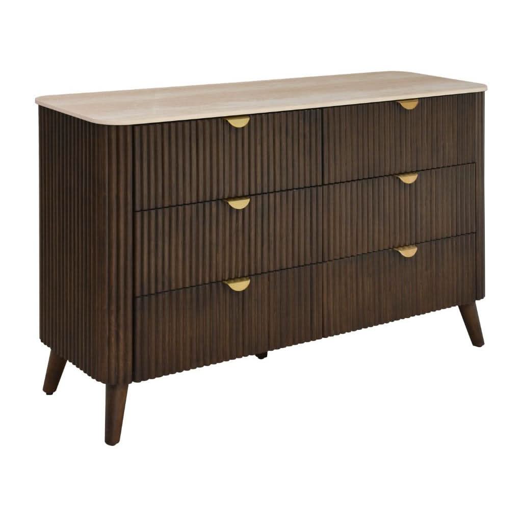 SEVERIN SOLID & VENEER MALAYSIAN HARDWOOD 6 DRAWER DRESSER/ 6 DRAWER CHEST OF DRAWERS WALNUT - MyChocolateWood