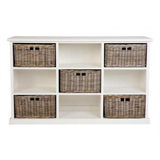 SHEBA 9-HOLE CABINET/STORAGE CABINET/SHELVES WITH 5 KUBU STORAGE BASKETS - MyChocolateWood