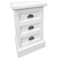 SHEBA SOLID MAHOGANY BEDSIDE TABLE/NIGHTSTAND WITH 3 DRAWERS IN WHITE - MyChocolateWood