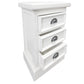 SHEBA SOLID MAHOGANY BEDSIDE TABLE/NIGHTSTAND WITH 3 DRAWERS IN WHITE - MyChocolateWood