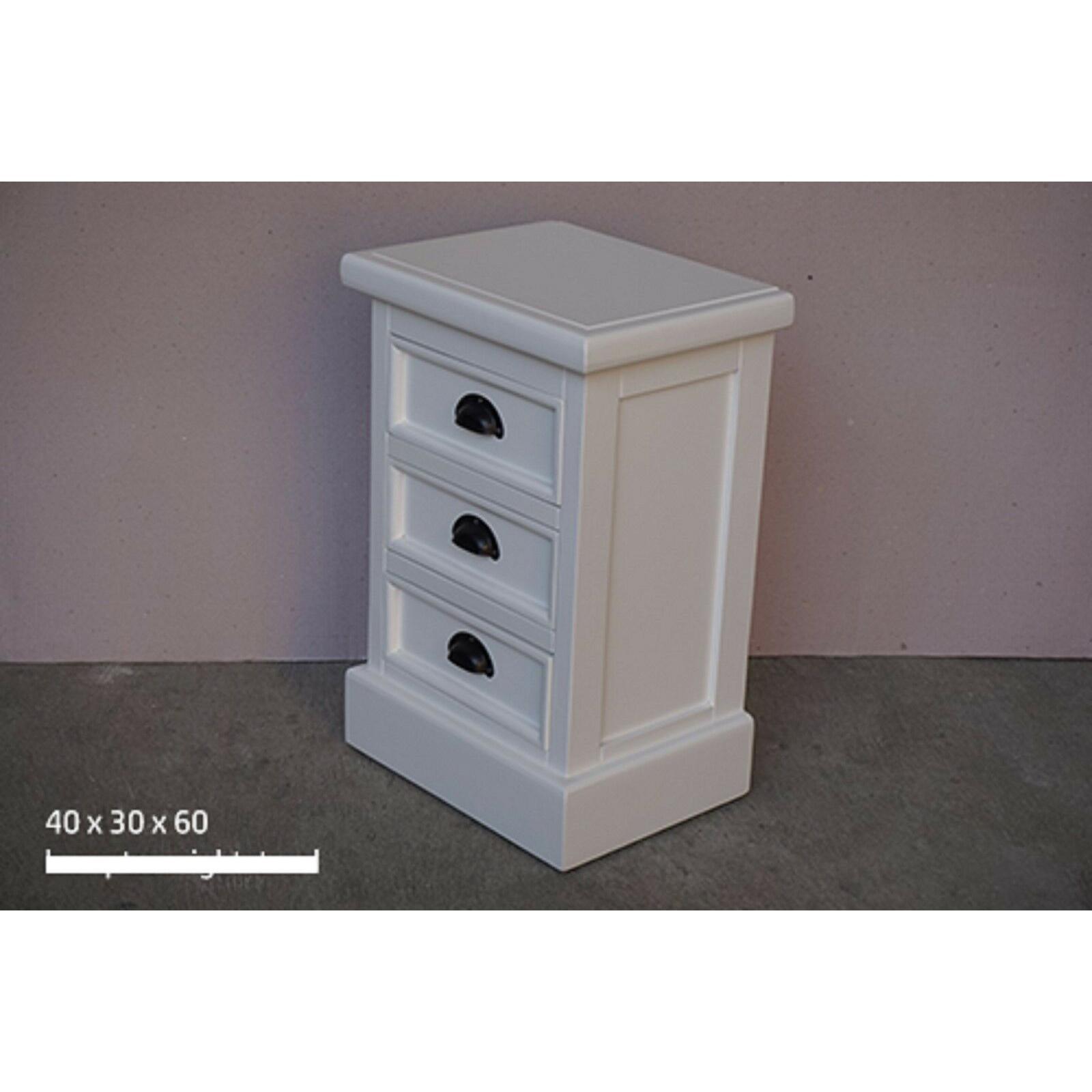 SHEBA SOLID MAHOGANY BEDSIDE TABLE/NIGHTSTAND WITH 3 DRAWERS IN WHITE - MyChocolateWood