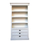SHEBA SOLID MAHOGANY BOOKCASE BOOKSHELF 4 SHELVES/3 DRAWERS - WHITE - MyChocolateWood