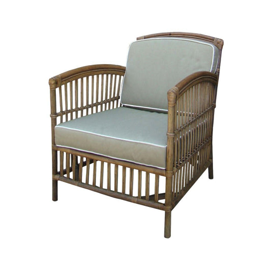SHIPTON HAMPTONS RATTAN ARMCHAIR IN TOBACCO/TAUPE CUSHION  - MyChocolateWood
