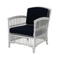 SHIPTON HAMPTONS RATTAN ARMCHAIR IN WHITE/NAVY CUSHION  - MyChocolateWood
