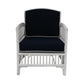 SHIPTON HAMPTONS RATTAN ARMCHAIR IN WHITE/NAVY CUSHION  - MyChocolateWood