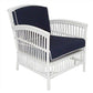 SHIPTON HAMPTONS RATTAN ARMCHAIR IN WHITE/NAVY CUSHION  - MyChocolateWood