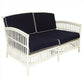 SHIPTON HAMPTONS RATTAN ARMCHAIR IN WHITE/NAVY CUSHION  - MyChocolateWood