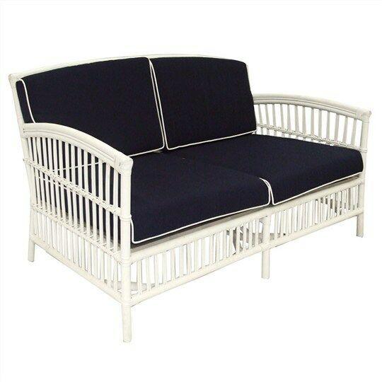 SHIPTON HAMPTONS RATTAN ARMCHAIR IN WHITE/NAVY CUSHION  - MyChocolateWood