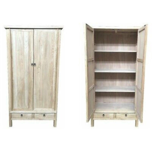 SHULI CHINESE ANTIQUE REPRODUCTION 2 DOORS & 2 DRAWERS LINEN CABINET RECLAIMED ELM - MyChocolateWood
