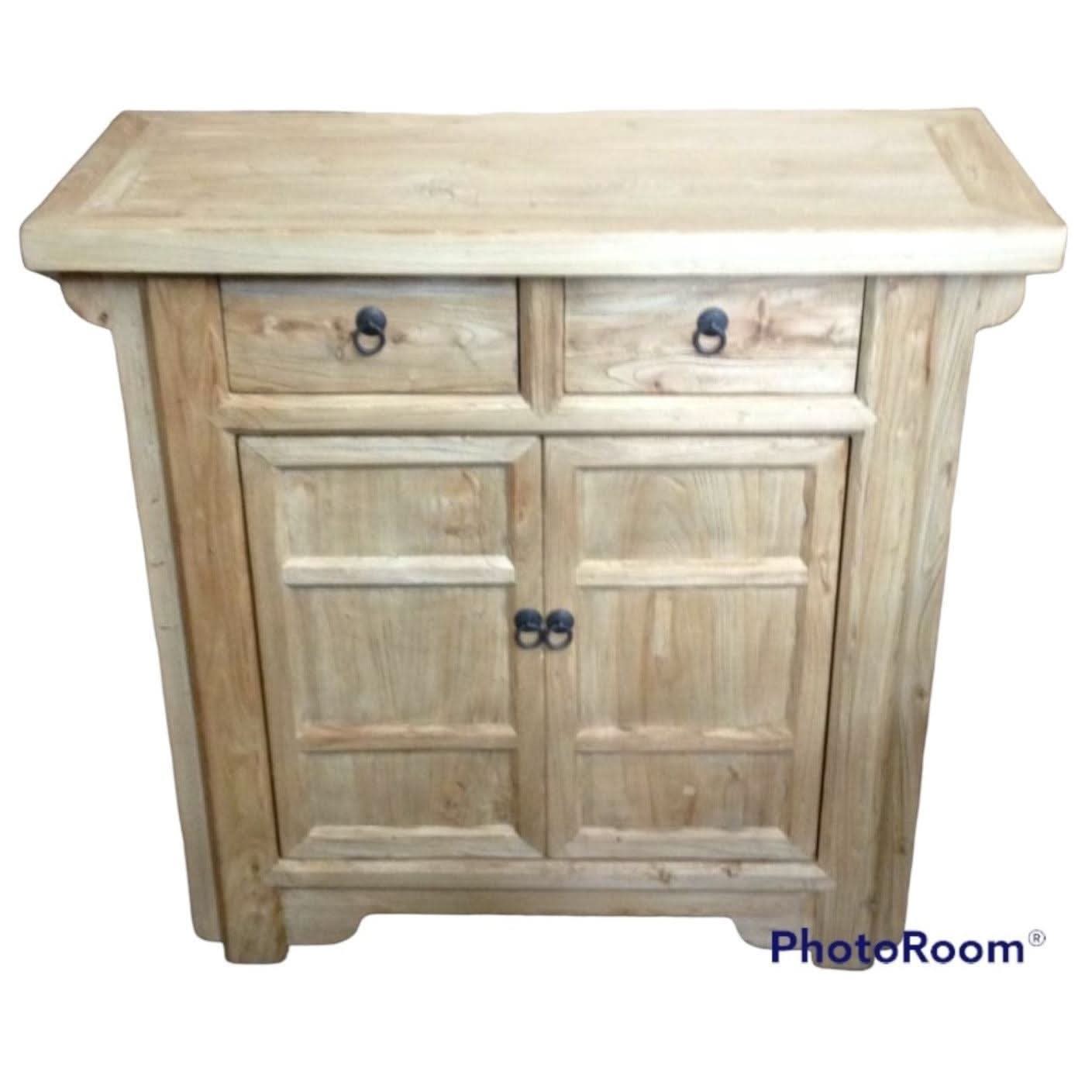 SHULI CHINESE ANTIQUE REPRODUCTION 2-DRAWER 2-DOOR CABINET CUPBOARD RECLAIMED ELM - MyChocolateWood