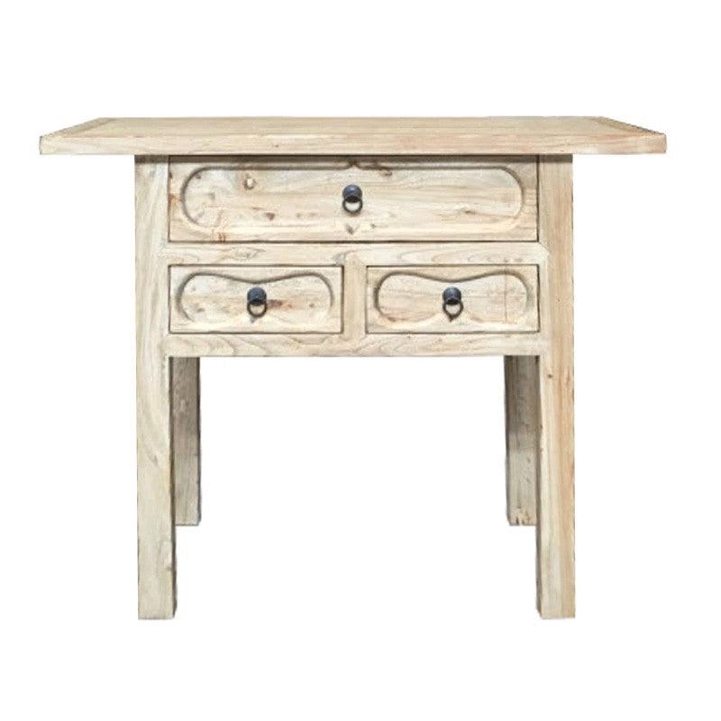 SHULI CHINESE ANTIQUE REPRODUCTION 3 DRAWER ORNATE HALL TABLE/CONSOLE RECLAIMED ELM - MyChocolateWood