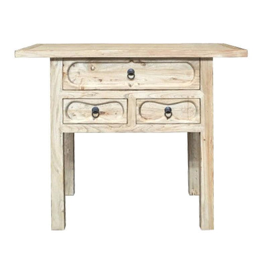 SHULI CHINESE ANTIQUE REPRODUCTION 3 DRAWER ORNATE HALL TABLE/CONSOLE RECLAIMED ELM - MyChocolateWood