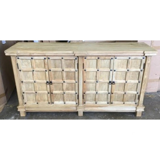 SHULI CHINESE ANTIQUE REPRODUCTION 4-DOOR BUFFET SIDEBOARD W/METAL STUDS 160 CM - MyChocolateWood