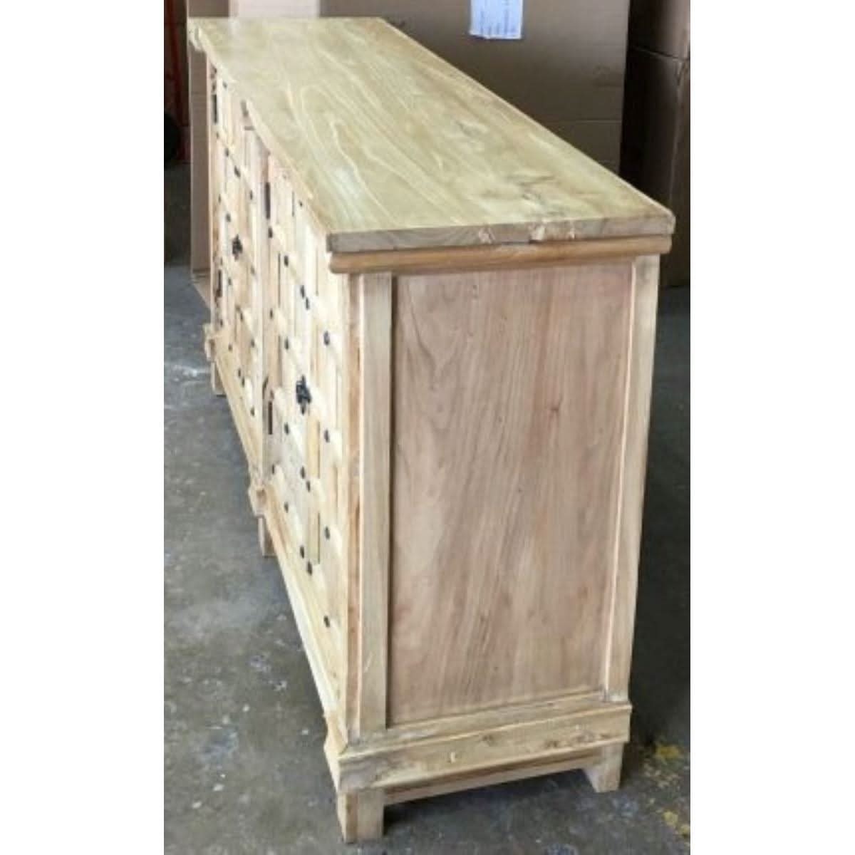 SHULI CHINESE ANTIQUE REPRODUCTION 4-DOOR BUFFET SIDEBOARD W/METAL STUDS 160 CM - MyChocolateWood