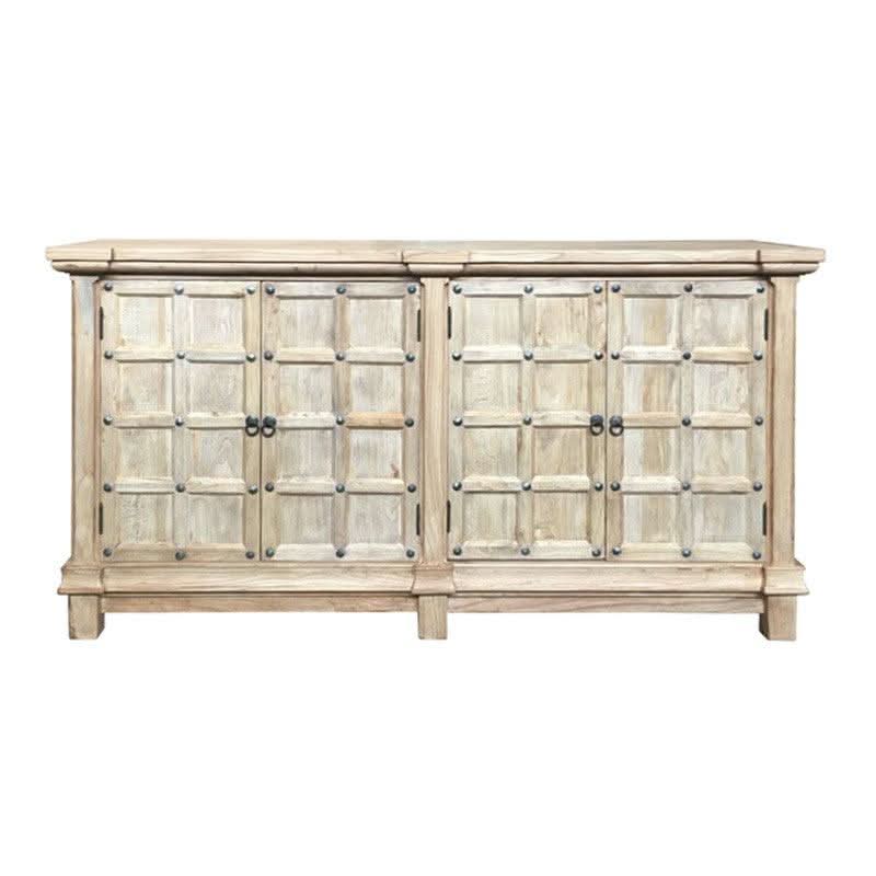 SHULI CHINESE ANTIQUE REPRODUCTION 4-DOOR BUFFET SIDEBOARD W/METAL STUDS 160 CM - MyChocolateWood