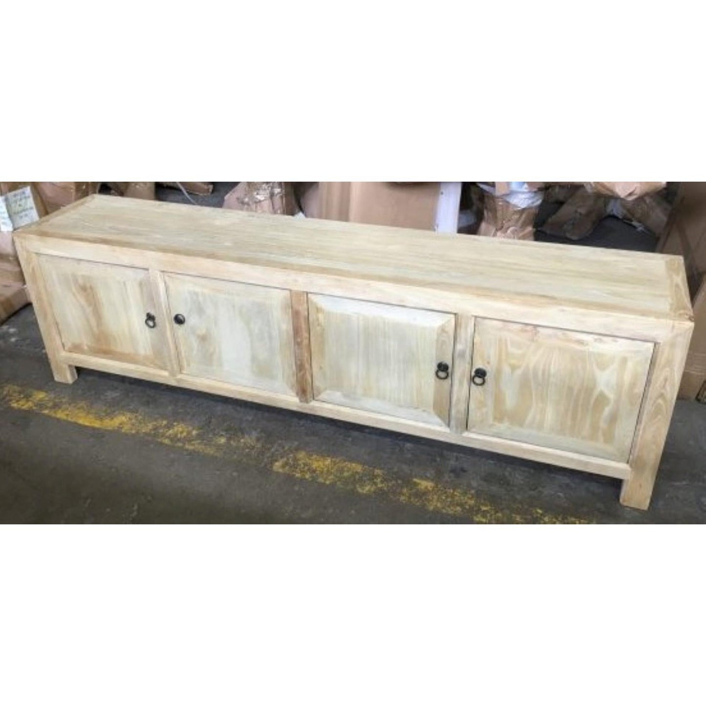 SHULI CHINESE ANTIQUE REPRODUCTION 4 DOORS TV UNIT RECLAIMED ELM - MyChocolateWood