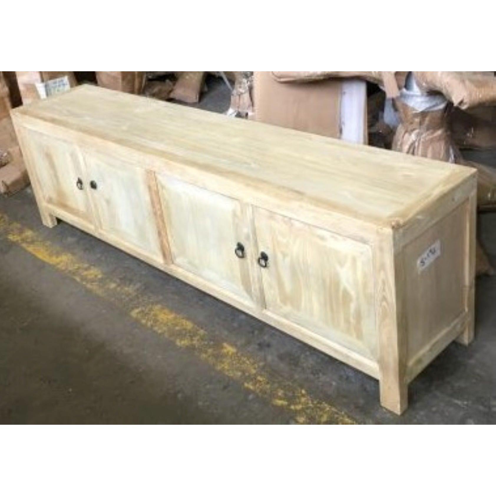 SHULI CHINESE ANTIQUE REPRODUCTION 4 DOORS TV UNIT RECLAIMED ELM - MyChocolateWood