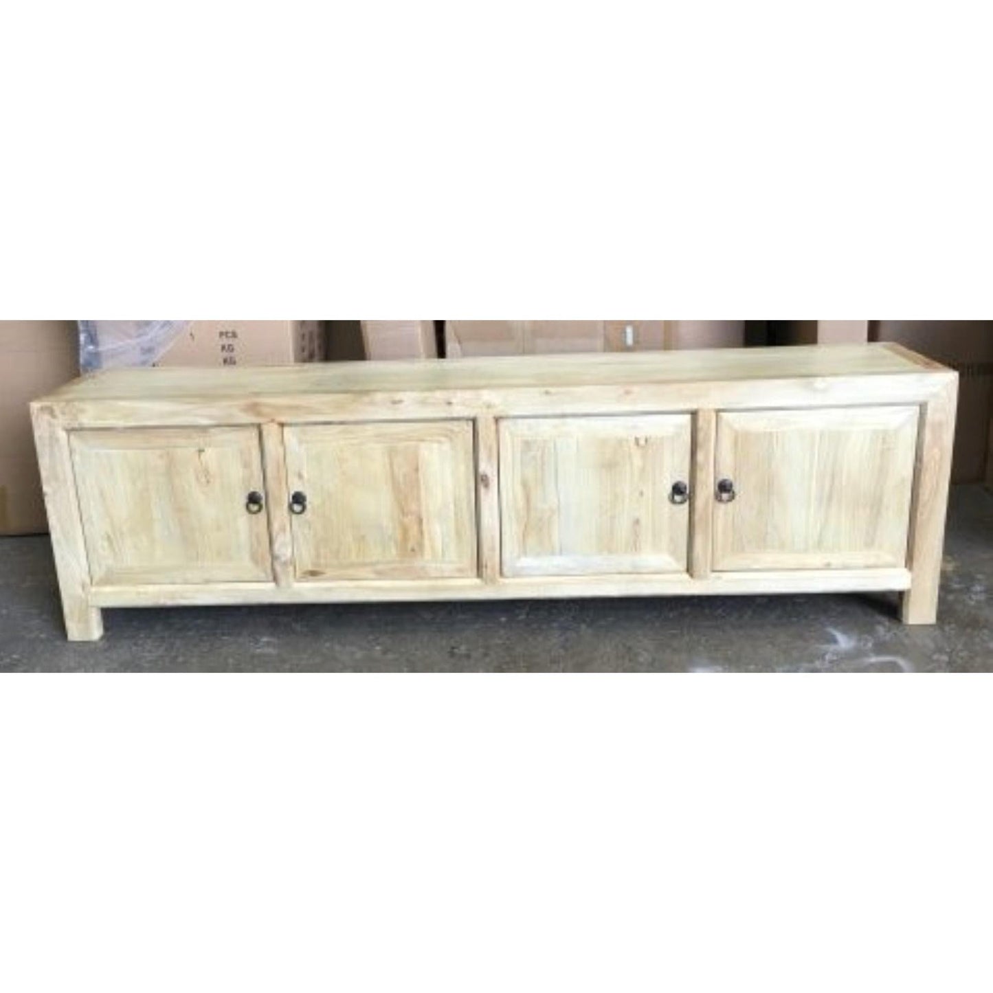 SHULI CHINESE ANTIQUE REPRODUCTION 4 DOORS TV UNIT RECLAIMED ELM - MyChocolateWood