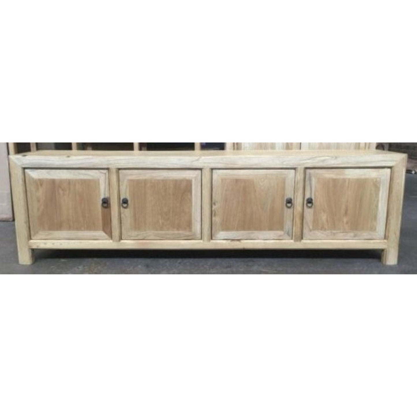 SHULI CHINESE ANTIQUE REPRODUCTION 4 DOORS TV UNIT RECLAIMED ELM - MyChocolateWood