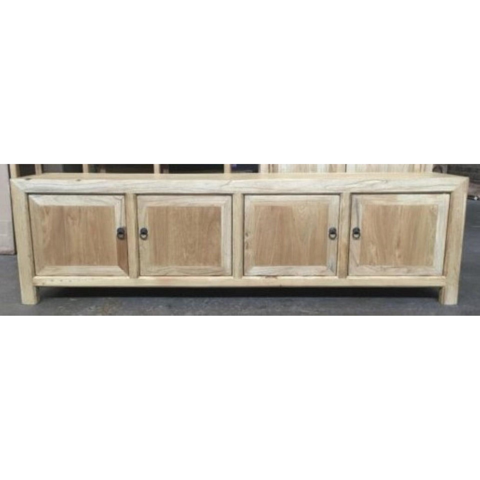 SHULI CHINESE ANTIQUE REPRODUCTION 4 DOORS TV UNIT RECLAIMED ELM - MyChocolateWood