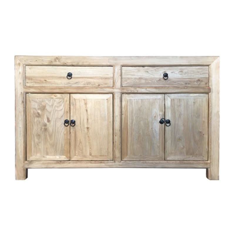 SHULI CHINESE ANTIQUE REPRODUCTION BUFFET SIDEBOARD 4-DOORS 2-DRAWERS IN RECLAIMED ELM - MyChocolateWood