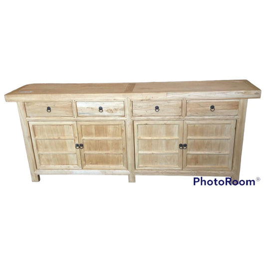 SHULI CHINESE ANTIQUE REPRODUCTION BUFFET SIDEBOARD 4-DOORS 4-DRAWERS RECLAIMED ELM - MyChocolateWood