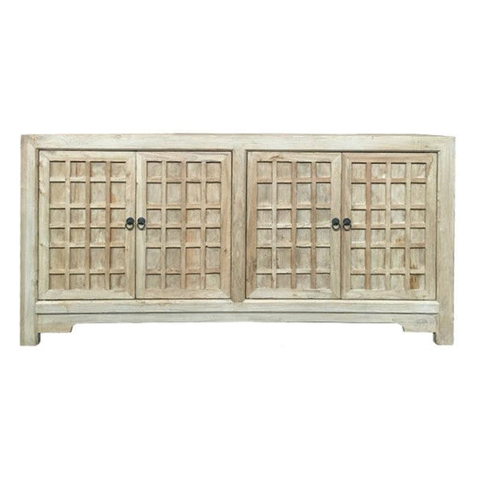 SHULI CHINESE ANTIQUE REPRODUCTION BUFFET SIDEBOARD LATTICE DOORSDOORS RECLAIMED ELM - MyChocolateWood