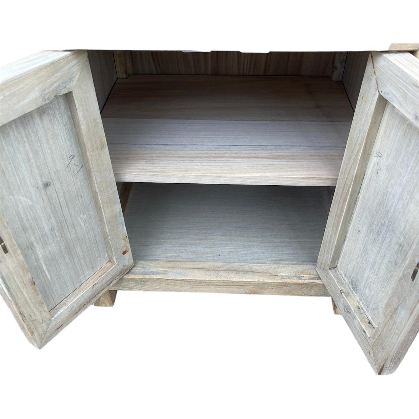 SHULI RECLAIMED ELM CHINESE ANTIQUE REPRODUCTION BEDSIDE TABLE 1 DRAWER 2 DOORS - MyChocolateWood