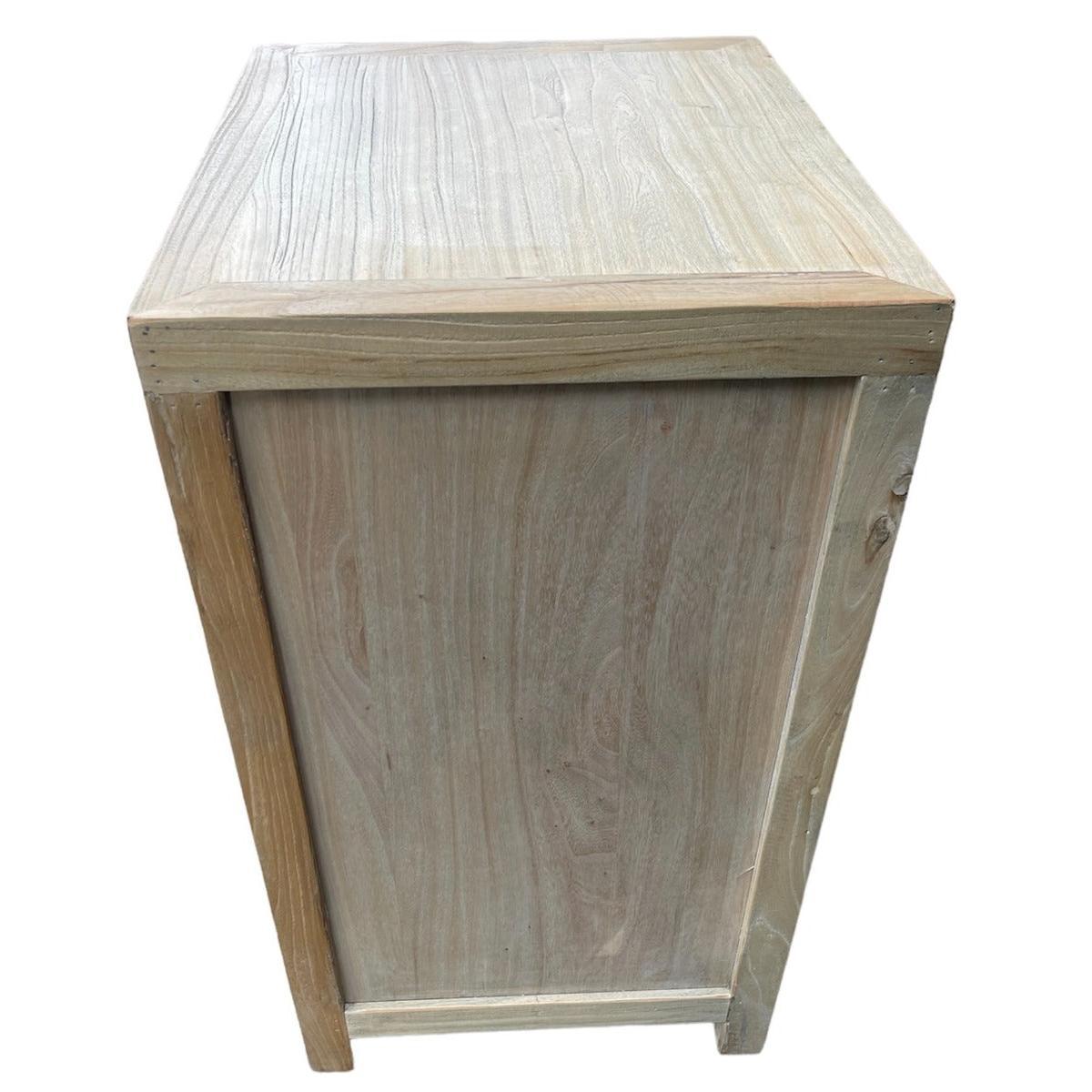 SHULI RECLAIMED ELM CHINESE ANTIQUE REPRODUCTION BEDSIDE TABLE 1 DRAWER 2 DOORS - MyChocolateWood