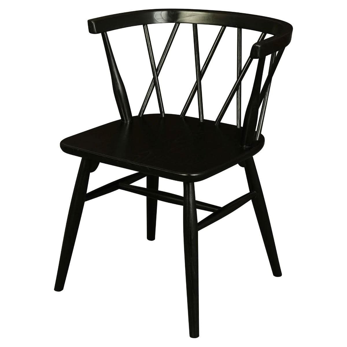 SIERRA SOLID OAK DINING CHAIRS IN BLACK SET OF 2 - MyChocolateWood