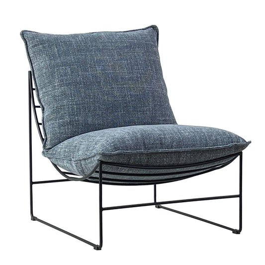 SILVA FABRIC ARMLESS LOUNGE CHAIR  EASY CHAIR ACCENT CHAIR IN MARINE